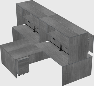 Quad l-shaped office desks