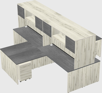Quad l-shaped office desks