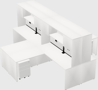 Quad l-shaped office desks