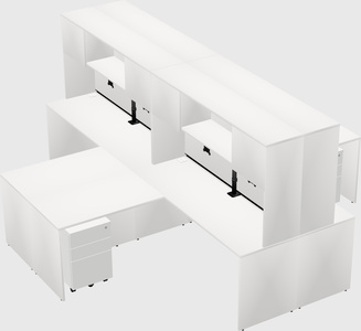 Quad l-shaped office desks
