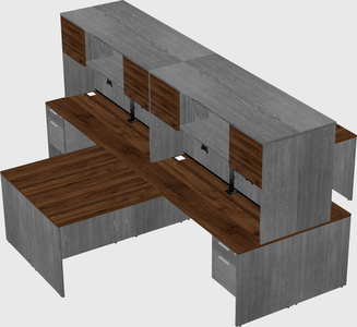 Quad l-shaped office desks
