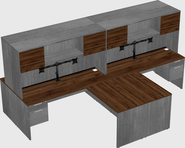 Quad l-shaped office desks