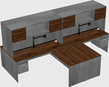Quad l-shaped office desks