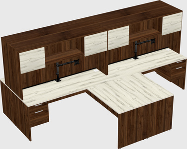Quad l-shaped office desks