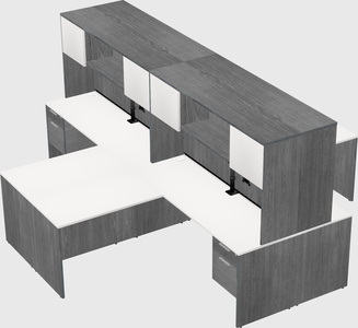 Quad l-shaped office desks