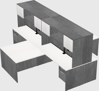 Quad l-shaped office desks