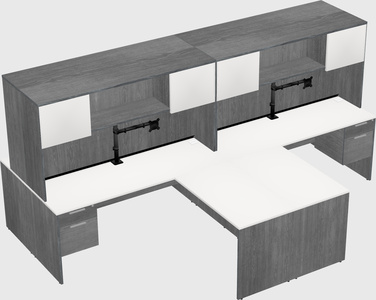 Quad l-shaped office desks