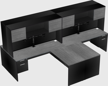Quad l-shaped office desks