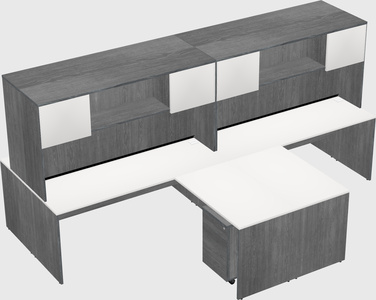 Quad l-shaped office desks