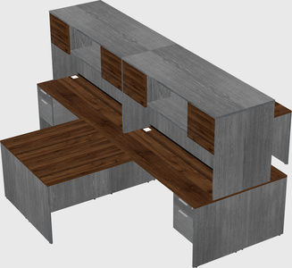 Quad l-shaped office desks