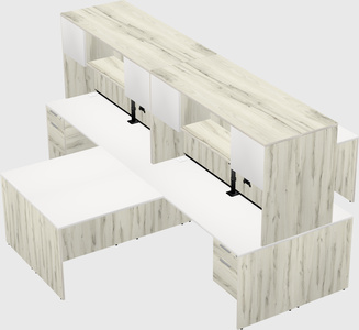 Quad l-shaped office desks