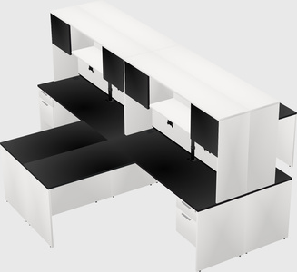 Quad l-shaped office desks
