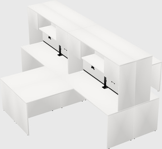 Quad l-shaped office desks
