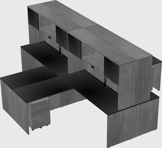 Quad l-shaped office desks