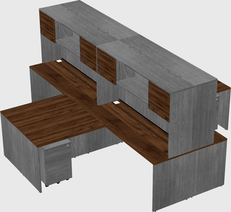 Quad l-shaped office desks