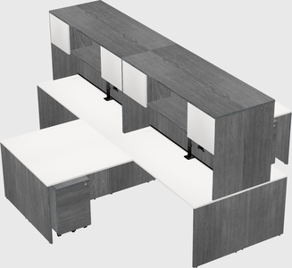 Quad l-shaped office desks