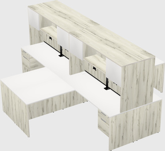 Quad l-shaped office desks