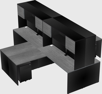 Quad l-shaped office desks