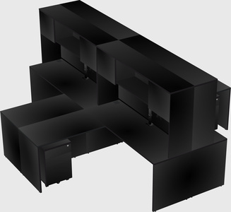 Quad l-shaped office desks