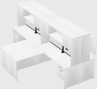 Quad l-shaped office desks