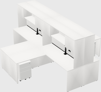 Quad l-shaped office desks