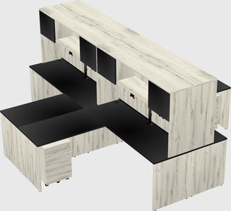 Quad l-shaped office desks