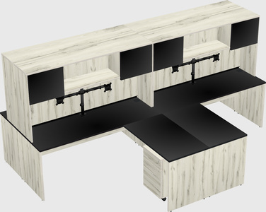 Quad l-shaped office desks