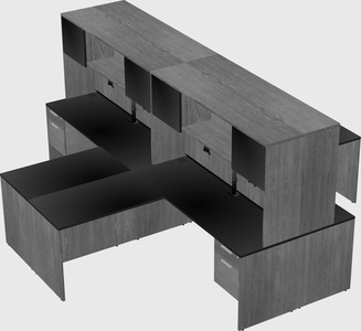 Quad l-shaped office desks