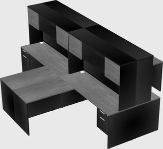 Quad l-shaped office desks