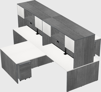 Quad l-shaped office desks