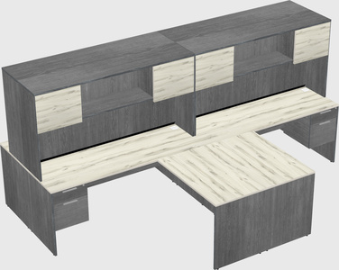 Quad l-shaped office desks