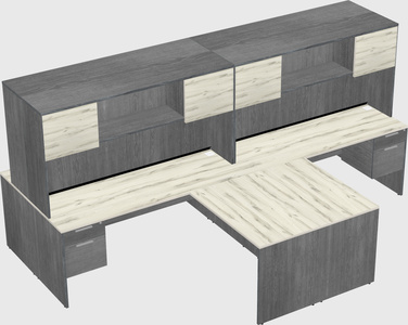 Quad l-shaped office desks