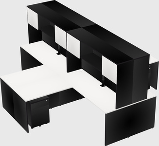 Quad l-shaped office desks