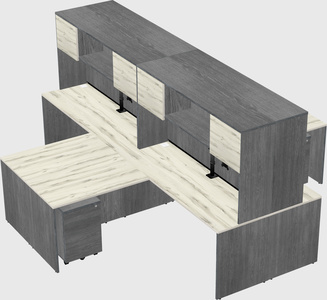Quad l-shaped office desks