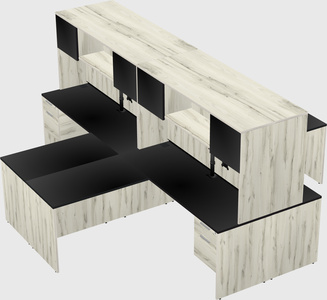 Quad l-shaped office desks