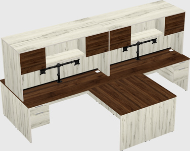 Quad l-shaped office desks