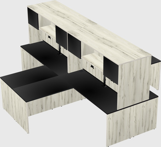 Quad l-shaped office desks