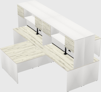 Quad l-shaped office desks