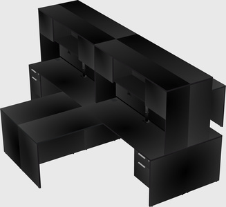 Quad l-shaped office desks