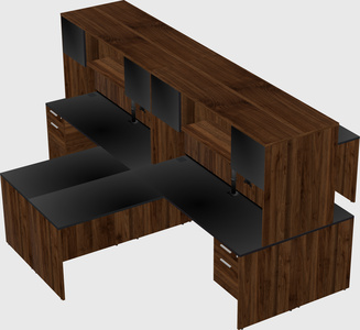 Quad l-shaped office desks
