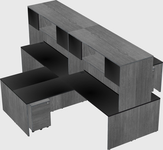 Quad l-shaped office desks