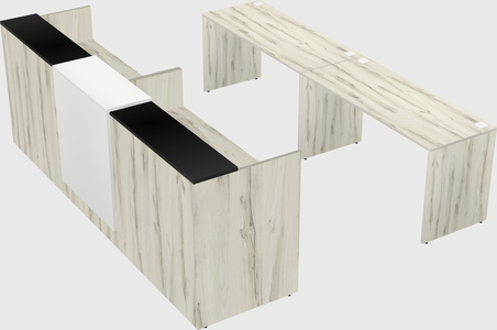 Shared u-shaped reception desks