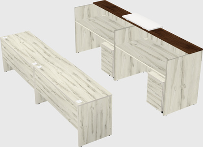 Shared u-shaped reception desks