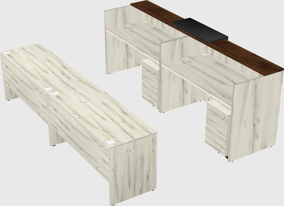 Shared u-shaped reception desks