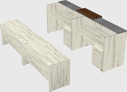 Shared u-shaped reception desks