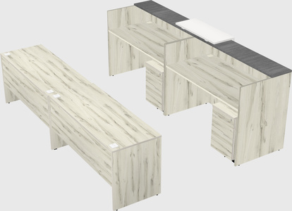 Shared u-shaped reception desks