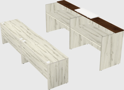 Shared u-shaped reception desks