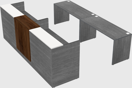 Shared u-shaped reception desks