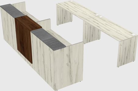 Shared u-shaped reception desks
