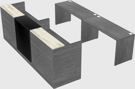 Shared u-shaped reception desks